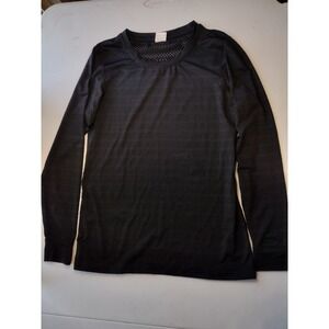 Zyia Active Black Perforated Long Sleeve Athletic Top Women's Size Medium